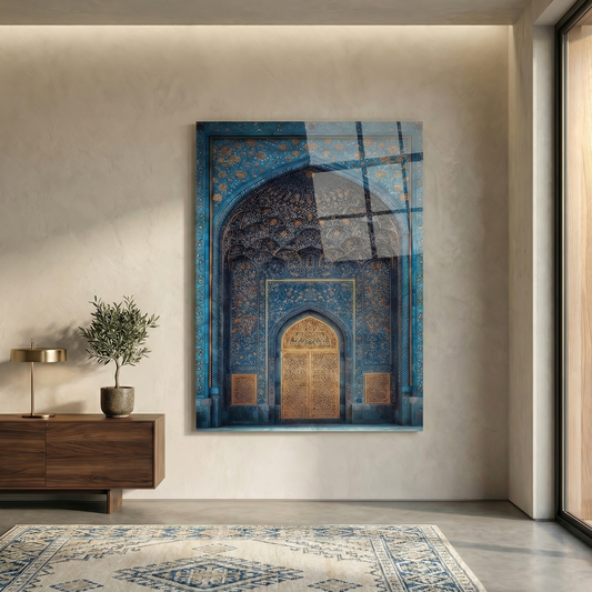 Azure Sanctuary – Architectural Harmony Edition | Premium Glass Wall Art